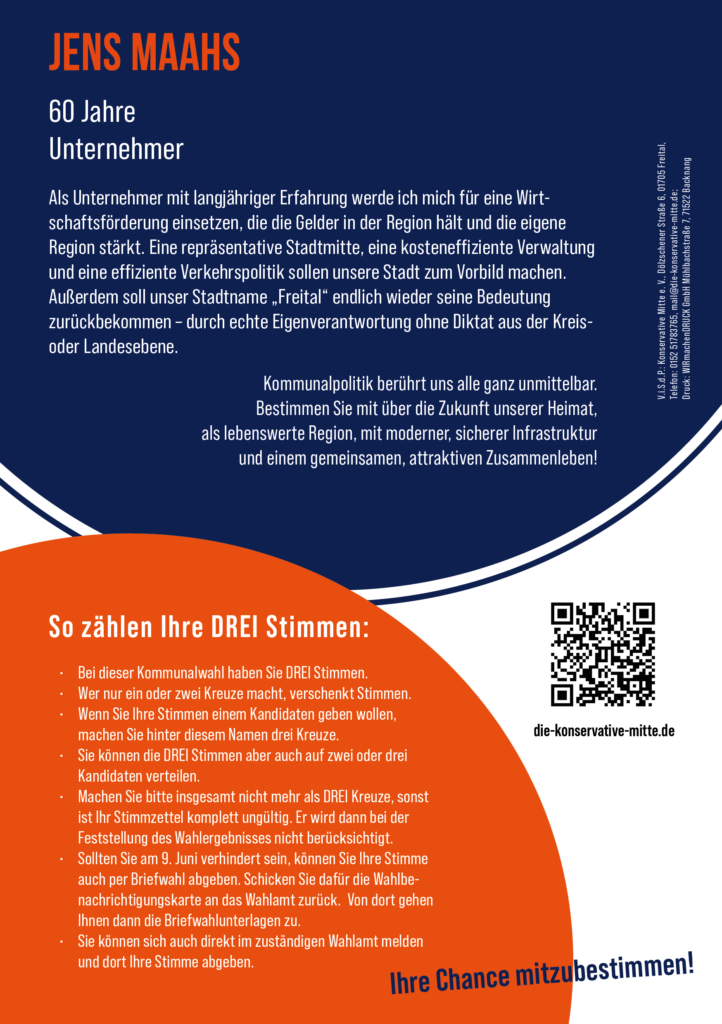 Konservative Mitte - Flyer A5 Maahs Stadtratswahl2