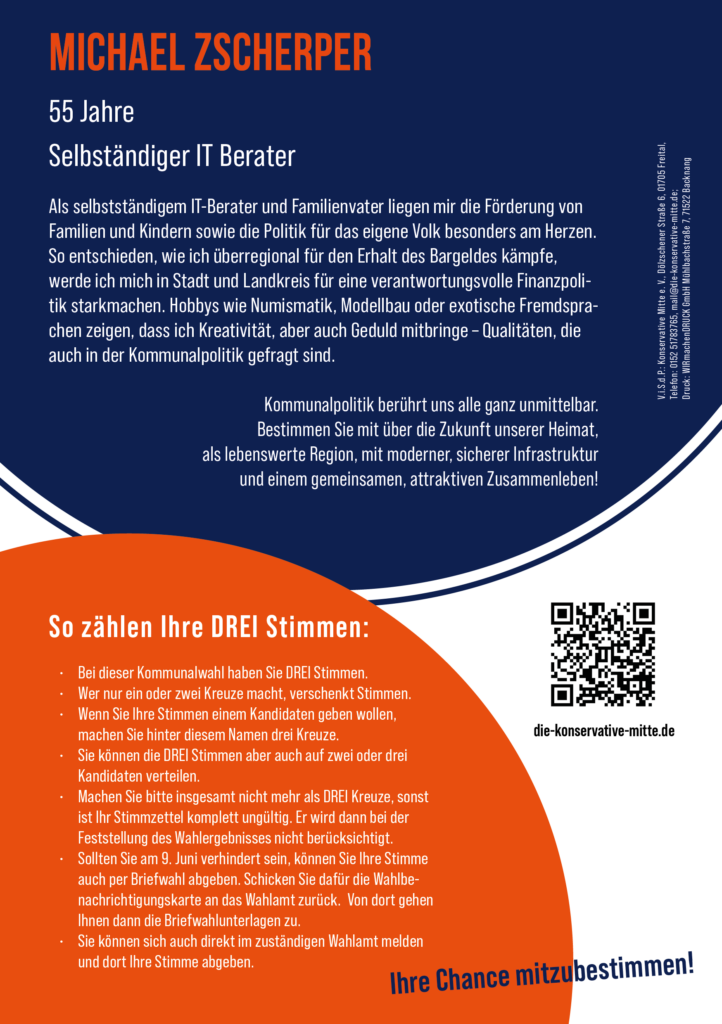 Konservative Mitte - Flyer A5 Zscherper Stadtratswahl2